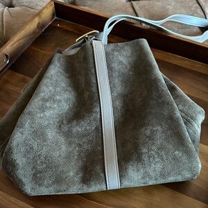 Old Navy Elegant Suede Shoulder Bag - Olive Green